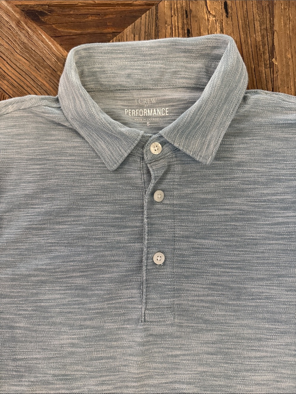 J. Crew Performance Heathered Light Blue/Green Men's Polo